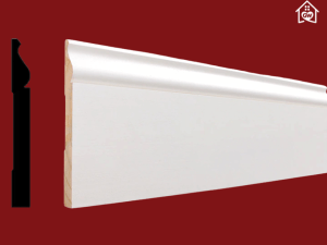 L163E 9/16 in. x 5-1/4 in. x 16 ft. Primed Finger-Jointed Pine Wood Baseboard Molding (Sold By Piece)