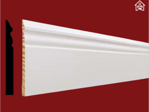 5180 9/16 in. x 5-1/4 in. x 16 ft. Primed Finger-Jointed Pine Wood Baseboard Molding (Sold By Piece)