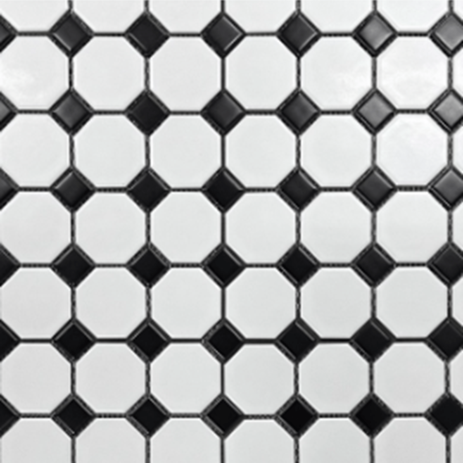 Snow White & Black Octagon Tile Piece