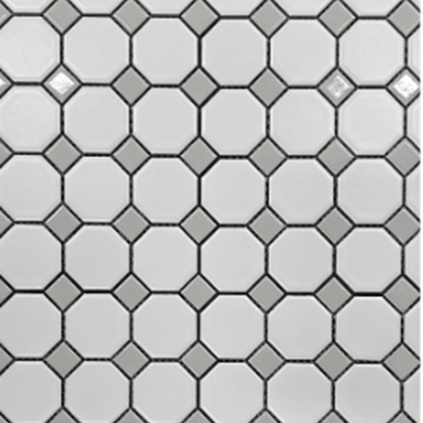 Snow White & Grey Octagon Tile Piece