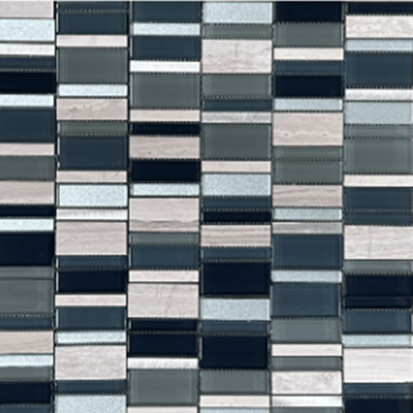 Striped Pewter Mosaic Tile Piece
