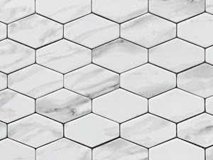 Elongated Hex Carrara Mosaic Tile Piece